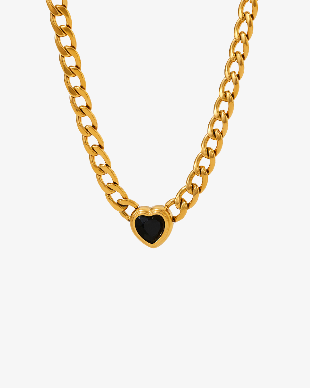 Signature Herz Kette für Damen – elegante Halskette aus Edelstahl mit herzförmigem Zirkon Anhänger und robuster Cuban Chain – langlebiger, hypoallergener Damen Schmuck für Alltag, Party und besondere Anlässe