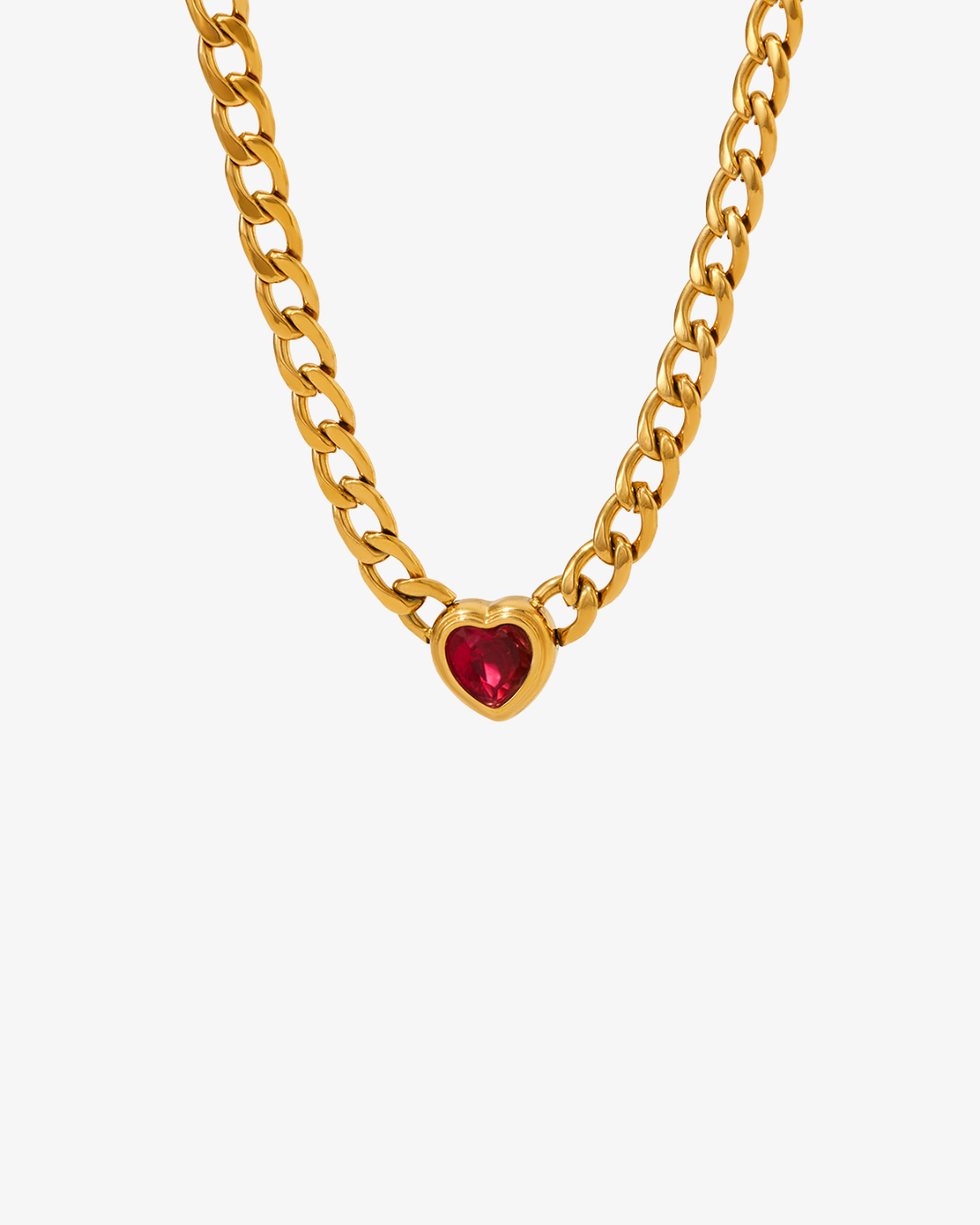 Signature Herz Kette für Damen – elegante Halskette aus Edelstahl mit herzförmigem Zirkon Anhänger und robuster Cuban Chain – langlebiger, hypoallergener Damen Schmuck für Alltag, Party und besondere Anlässe