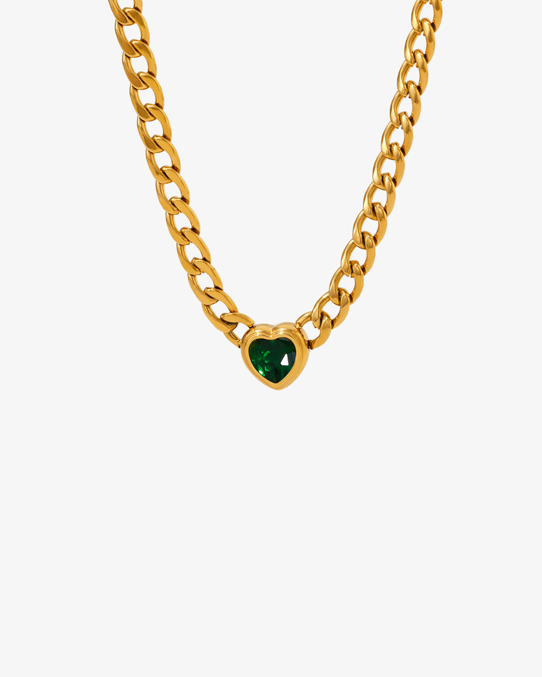 Signature Herz Kette für Damen – elegante Halskette aus Edelstahl mit herzförmigem Zirkon Anhänger und robuster Cuban Chain – langlebiger, hypoallergener Damen Schmuck für Alltag, Party und besondere Anlässe