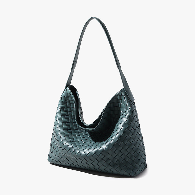 Signature Leder Tasche für Damen – elegante Schultertasche aus echtem Leder mit geflochtener Struktur und minimalistischem Design – luxuriöse Handtasche für Alltag, Freizeit und besondere Anlässe